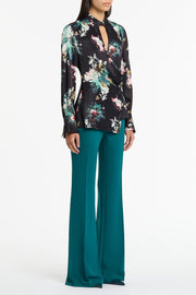 BELLE DE JOUR SATIN ACETATE KEYHOLE WRAP TOP