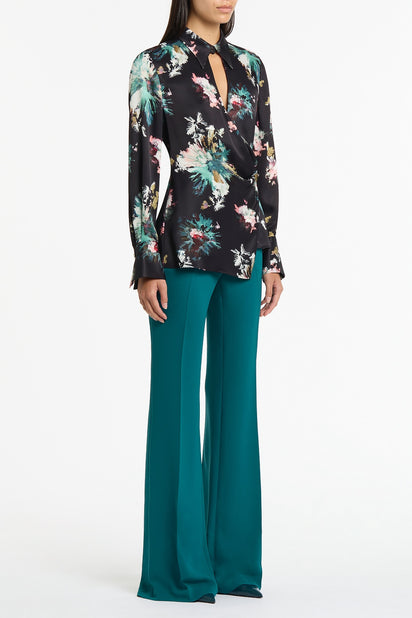 BELLE DE JOUR SATIN ACETATE KEYHOLE WRAP TOP