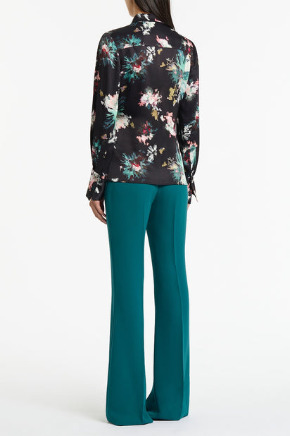 BELLE DE JOUR SATIN ACETATE KEYHOLE WRAP TOP