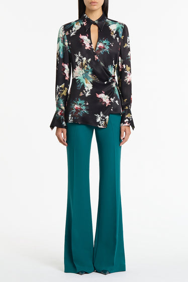 BELLE DE JOUR SATIN ACETATE KEYHOLE WRAP TOP