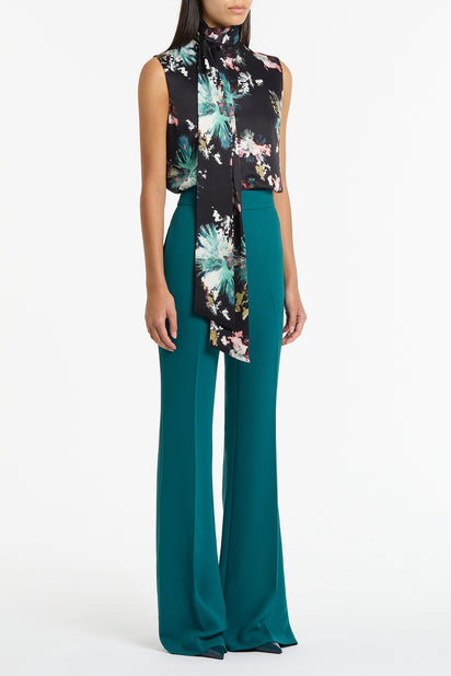 BELLE DE JOUR SATIN ACETATE TIE NECK TOP