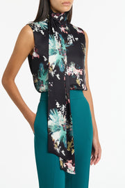 BELLE DE JOUR SATIN ACETATE TIE NECK TOP