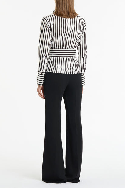 BLACK AND WHITE STRIPE COTTON WRAP TOP