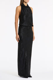 BLACK BURNISHED METALLIC BIAS SKIRT