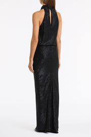 BLACK BURNISHED METALLIC BIAS SKIRT