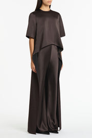 BLACK CHOCOLATE LUSTRE SATIN BIAS PANT