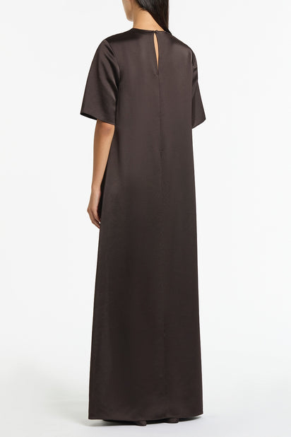 BLACK CHOCOLATE LUSTRE SATIN TAIL TOP