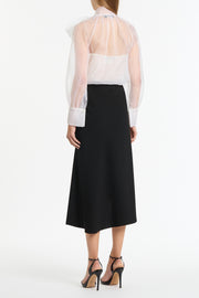 BLACK CREPE ASYMMETRIC SKIRT