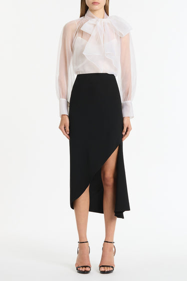 BLACK CREPE ASYMMETRIC SKIRT