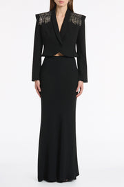 BLACK CREPE BIAS FISHTAIL SKIRT