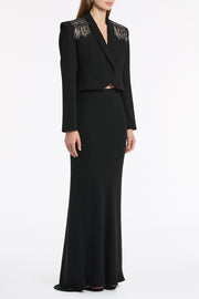 BLACK CREPE BIAS FISHTAIL SKIRT