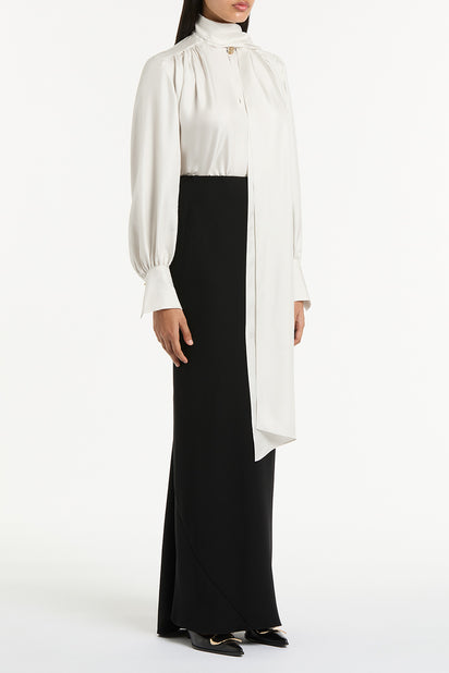 BLACK CREPE BIAS SKIRT