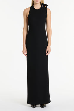 BLACK CREPE C BACK GOWN