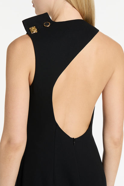 BLACK CREPE C BACK GOWN