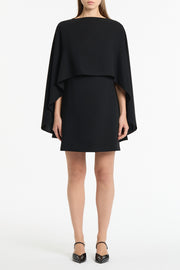 BLACK CREPE CAPE MINI DRESS