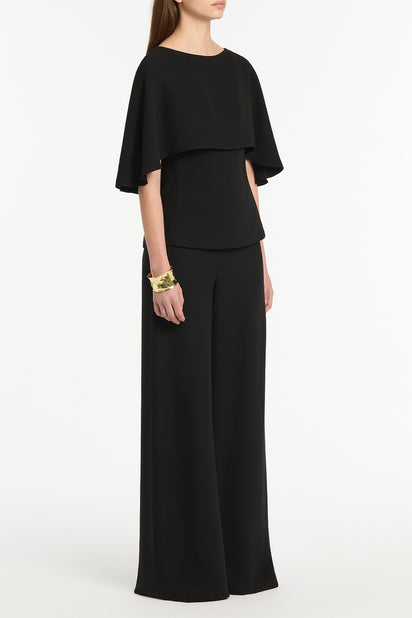 BLACK CREPE CAPE TOP