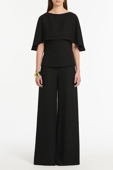 BLACK CREPE CAPE TOP
