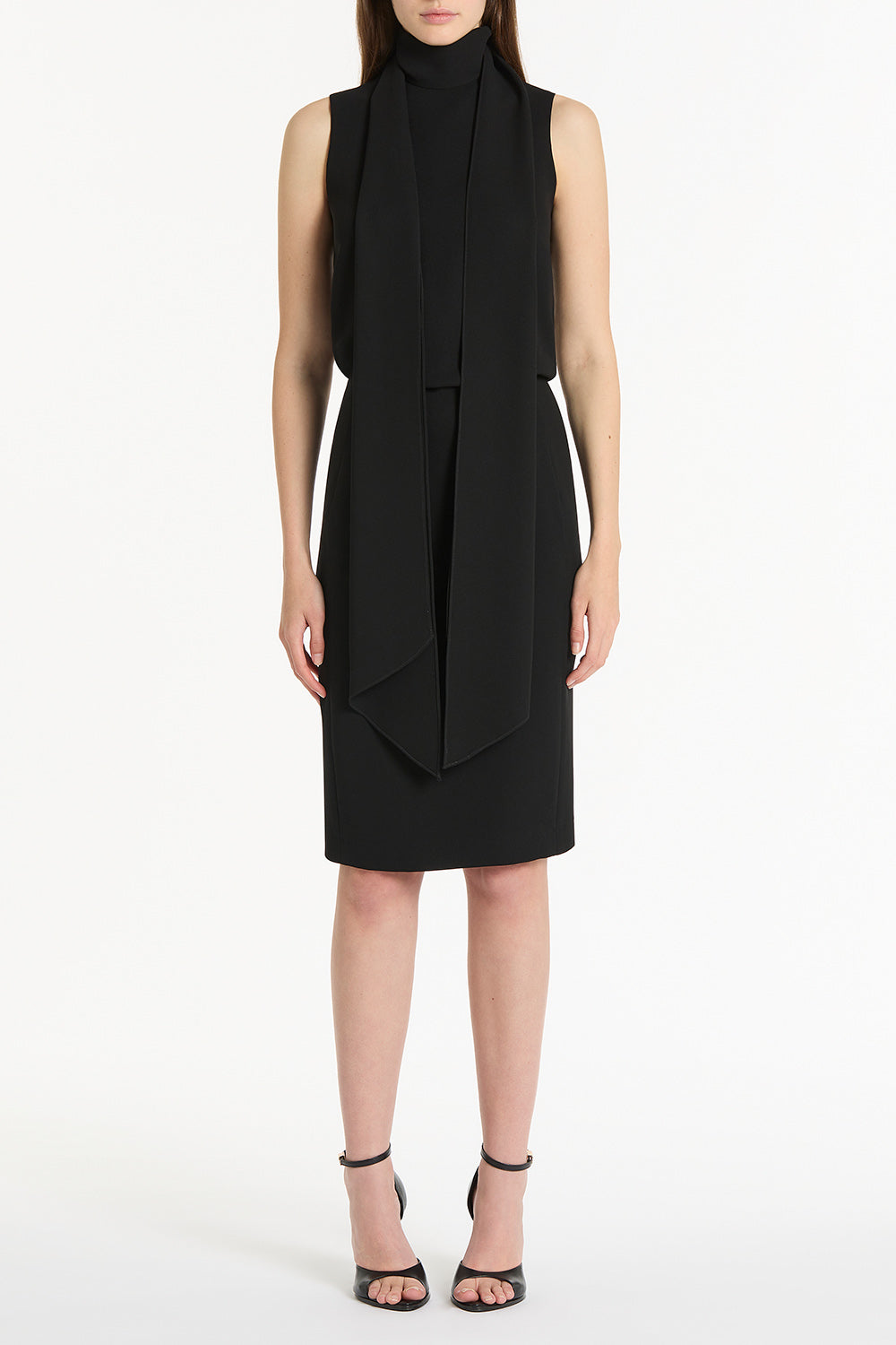 BLACK CREPE CLASSIC TIE NECK DRESS – Carla Zampatti