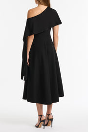 BLACK CREPE COLD SHOULDER DRESS