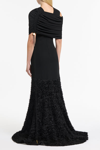 BLACK CREPE COULISSE SHRUG