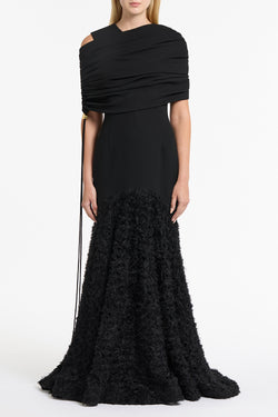 BLACK CREPE COULISSE SHRUG