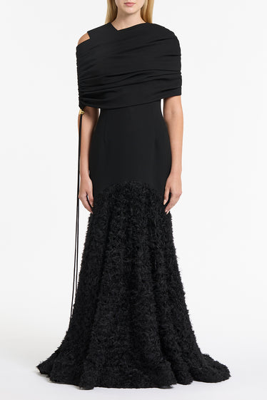 BLACK CREPE COULISSE SHRUG