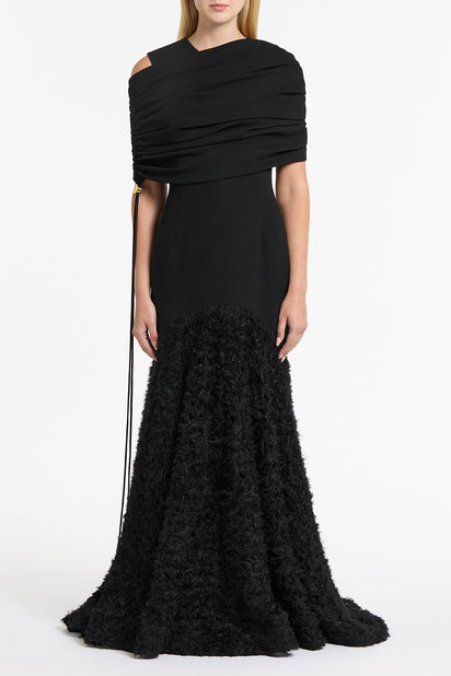 BLACK CREPE COULISSE SHRUG