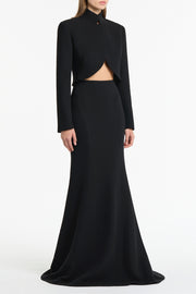 BLACK CREPE CROP JACKET