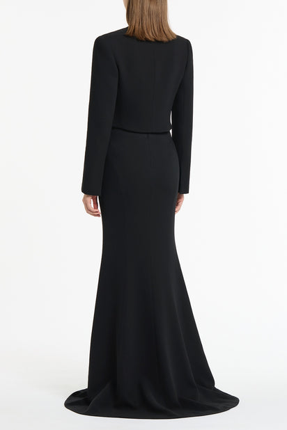 BLACK CREPE CROP JACKET