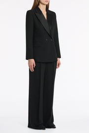 BLACK CREPE DOUBLE BREASTED BLAZER