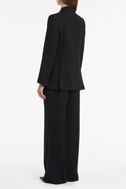 BLACK CREPE DOUBLE BREASTED BLAZER