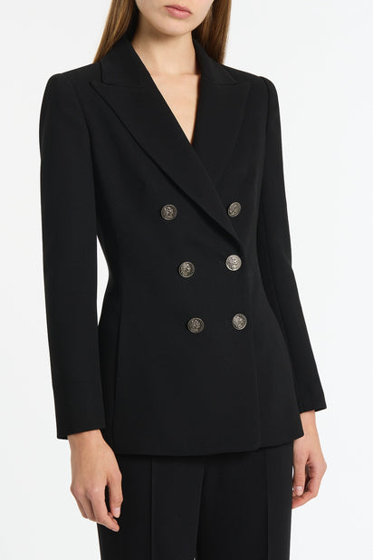 BLACK CREPE DOUBLE-BREASTED JACKET