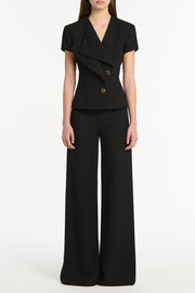 BLACK CREPE DOUBLE-BREASTED VEST
