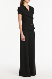 BLACK CREPE DOUBLE-BREASTED VEST