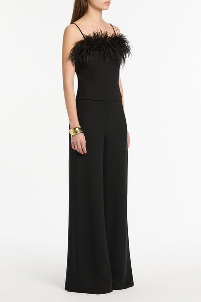 BLACK CREPE FEATHER TOP