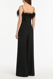 BLACK CREPE FEATHER TOP