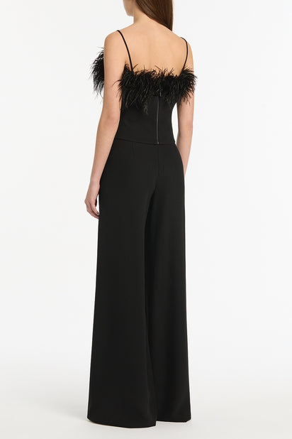 BLACK CREPE FEATHER TOP