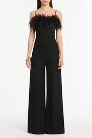 BLACK CREPE FEATHER TOP