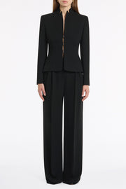BLACK CREPE FITTED JACKET