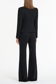 BLACK CREPE FITTED WAIST JACKET