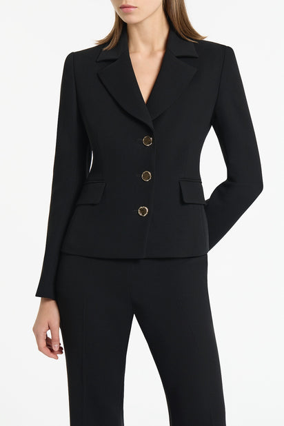 BLACK CREPE FITTED WAIST JACKET