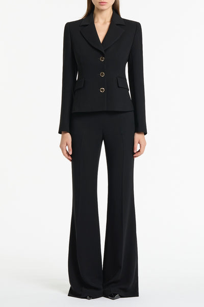 BLACK CREPE FITTED WAIST JACKET – Carla Zampatti