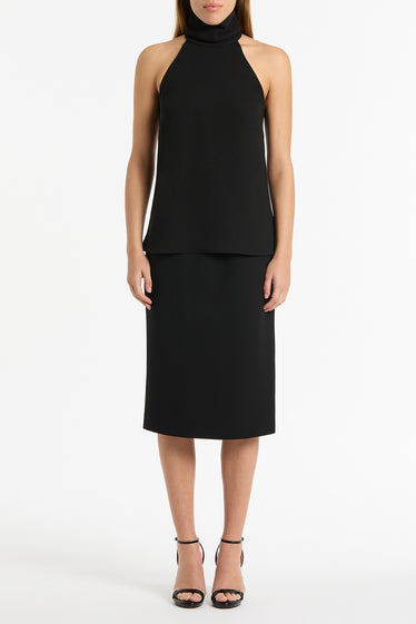 BLACK CREPE HALTER TOP