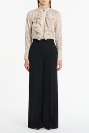 BLACK CREPE HIGH WAISTED WIDE LEG PANT