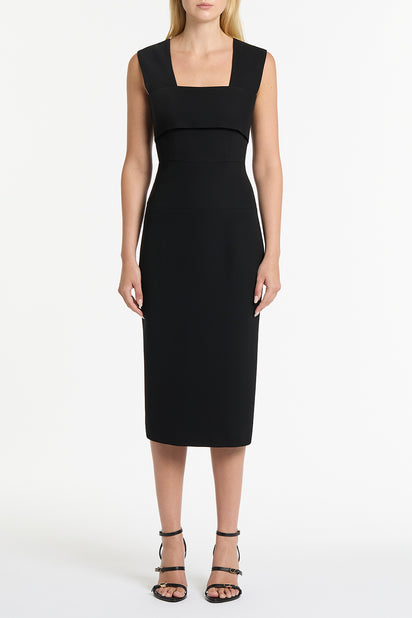 BLACK CREPE LA BANDA MIDI DRESS
