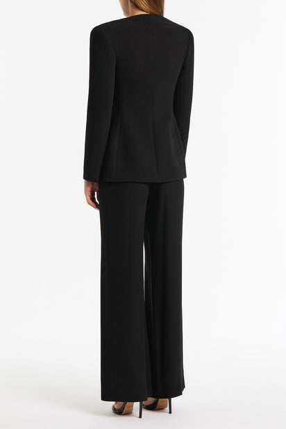 BLACK CREPE MONETA LONG JACKET