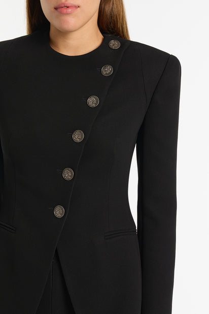 BLACK CREPE MONETA LONG JACKET