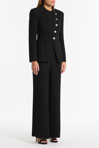 BLACK CREPE MONETA LONG JACKET