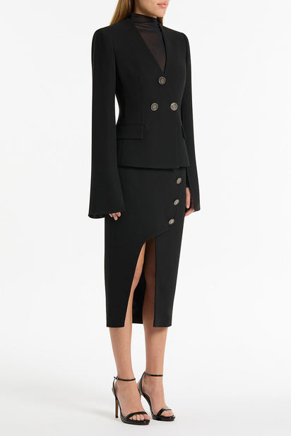 BLACK CREPE MONETA ROME JACKET