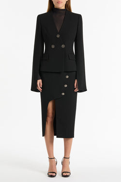 BLACK CREPE MONETA ROME JACKET